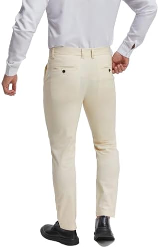 Slim Fit Mens Beige Dress Pants Formal Slacks Flat Front No Pleats (28) at  Amazon Men's Clothing store