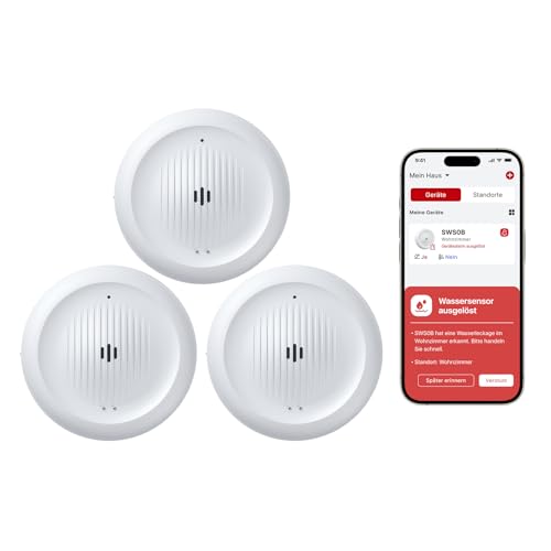 X-Sense Set of 3 WiFi Water Detectors with Frost Warning, Low Temperature Detector, Smart Sensor with App Notifications, for Kitchen, Bathroom and Basement, Compatible with the X-SENSE Home Security App, SWS0B