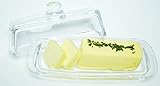 Lead-Free Crystal Covered Modern French Butter Dish with Handle and Lid