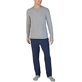 Eddie Bauer Men's Pajama Set, Comfortable Raglan Shirt and Pants Sleepwear Set (Large, Grey-Blue)