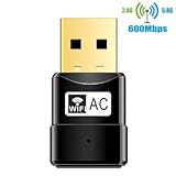 Wifi Adapter 600Mbps Dual Band 2.4G / 5G Wireless Wifi Dongle Network Card for for Laptop Destop Win XP/7/8/10 , Mac OS X 10.4-10.12.2