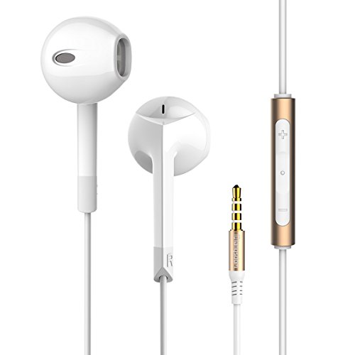 Langsdom E6 Universal 3.5mm Jack Stereo Sound Earpods with Mic and Volume Control, White