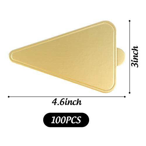 HANSGO Mini Cake Board, 100PCS Triangle Cake Bases Mousse Cake Cardboards Dessert Display Trays Golden Pastry Plates