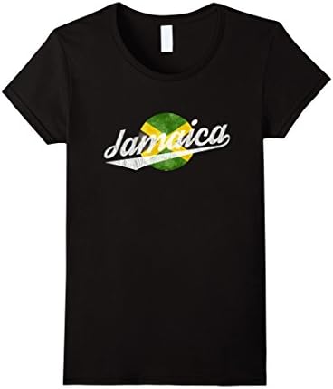 Womens Jamaica Flag Retro Jamaican Pride T-Shirt Small Black