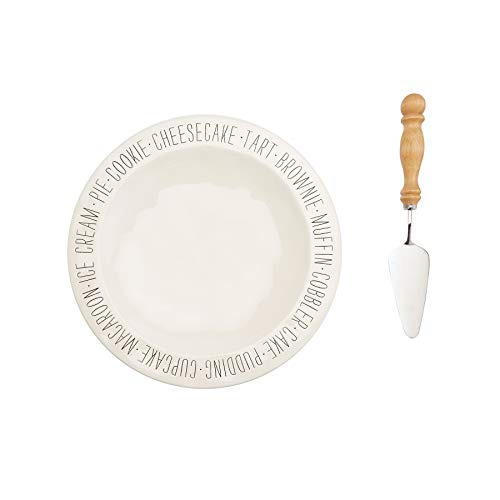 Mud Pie 40700071 Bistro Serving Platter Round 12" Dessert Set, One Size, White