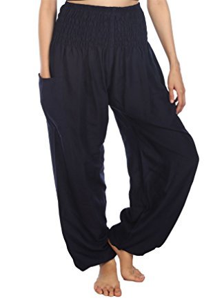 Unisex's Cotton Print Smocked Waist Boho Harem Pants