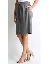 Falda para dama con botones hasta la rodilla, tamaño normal y grande, con bolsillos, fabricada en EE. UU.