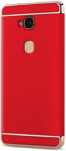 Honor 5x case with Tempered Glass Screen Protector Included, CAPY 3 In 1 Ultra Thin and Slim Hard Case Coated Non Slip Matte Surface with Electroplate Frame for Huawei Honor 5x -- Red
