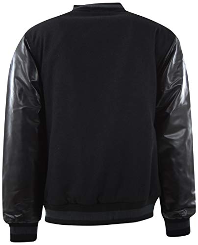 ChoiceApparel Mens Baseball Varsity Jacket with Detachable Hoodie (M, 119-Black/Black)