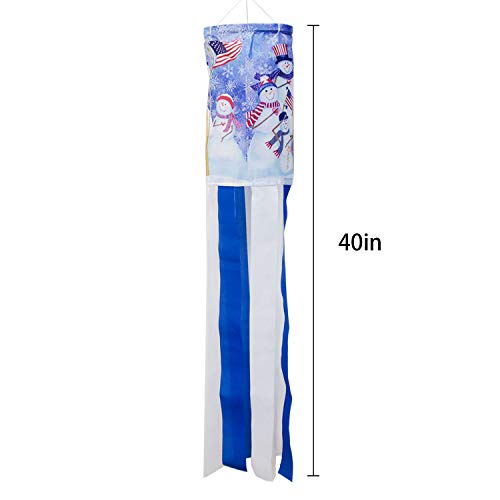 PINCHUANG 2 Pack 40 Inch Snowman Winter Windsock Flag, Christmas Windsock Flag American Flag Windsock Outdoor Hanging Decoration for Front Yard Patio Lawn Garden Party Decor (Style E (2 Pack))
