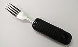 Sammons Preston Sure Grip Fork, Stainless Steel Dinner Fork with Thick Rubber Handle, Comfortable and Easy to Hold Silverware with Grips for Weak Grasp, 8