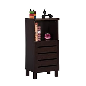 DeckUp Uniti Engineered Wood Bedside Table and End Table (Dark Wenge, Matte Finish)