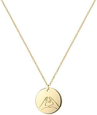 OSIANA Choker Necklace 14K Gold Plated Coin Pendant Personalized Disc Gesture Initial Choker for Women