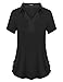 Miagooo Women's Lapel Collar V Neck 2-Button Short Sleeve Casual Polo Shirt