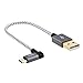 CableCreation [2-Pack Short Left Angle USB 2.0 Cable, 90 Degree USB 2.0 A to Micro USB Cable, Compatible Chromecast, Power Pack, Galaxy Tab, Aluminium Case, 0.5FT