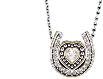 Western bling horse lover jewelry crystal rhinestone beaded heart in horseshoe necklace