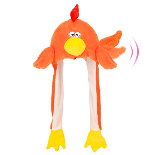 Hopearl Chicken Hat with Ears Moving Jumping Pop Up