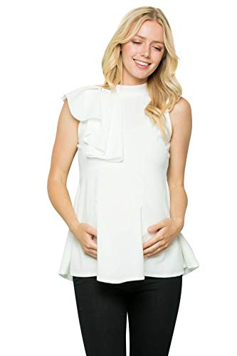 My Bump Maternity Cascading Side Ruffle Peplum Top / W Mock Neck (Made in USA)