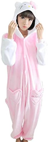 Tramii Women's Flannel Comfort Onesie Pajamas Loungewear - XL: 179 - 188cm (5.9' - 6.2') height, Kitty Cat