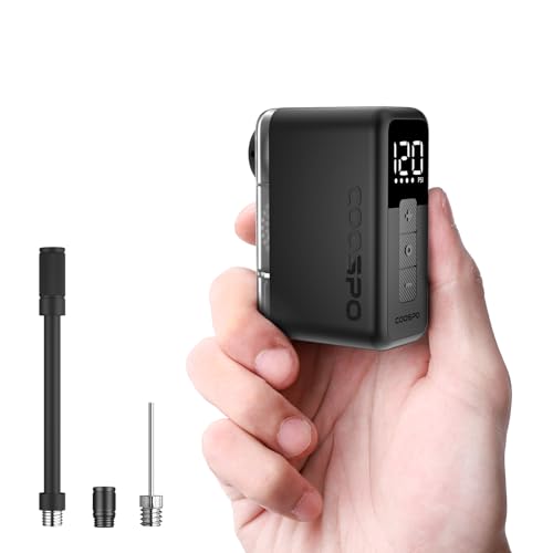 COOSPO X1 Mini Electric Bike Pump Max 120PSI Mini Electric Pump, Fast Inflation for Presta and Schrader Valve, Compact for E-Bike, Mountain Bike, City Bike