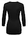 LL WT1255 Women's Deep V Neck 3/4 Sleeve Slim Fitted T-Shirt Casual Cross Surplice Wrap Tops XXXL Black