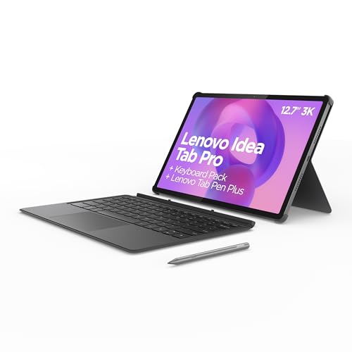 Lenovo Idea Tab Pro Touchscreen Tablet 12.7 Inch 3K 144Hz (MediaTek Dimensity 8300, 8 Cores, 8 GB RAM, UFS 4.0 256GB, Android 14, Wifi6E + Bluetooth) Tab Pen Plus + Keyboard – Grey