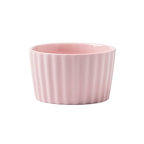 WAIT FLY Sweet Petal/ Stripes Shaped Ceramics Baking Cups Dish Prep Bowl Baking Cake Mold for Baking Souffle Custard Pudding Desserts, Oven Safe - Thumbnail 2