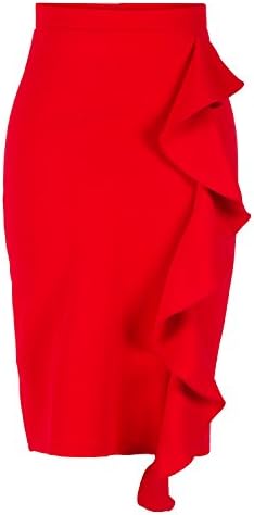 Contenta Women's Ruffle Skirt (Small, Red)
