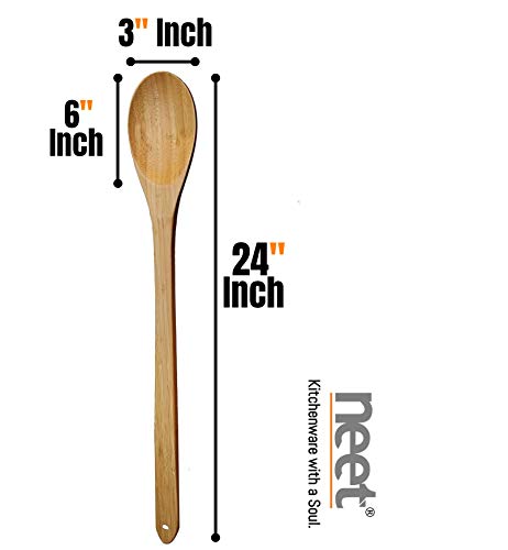 Extra Long Handled Cooking Spoon 24" Inch Wooden Mixing Spoon Stirring Paddle Organic Bamboo High Heat Resistant Mixing Spoon For Camping & Large Stock Pots