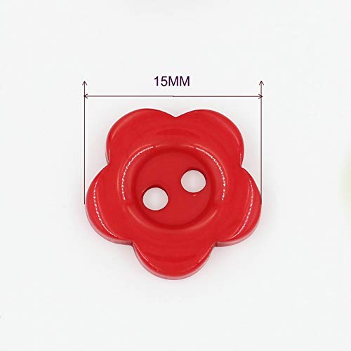 15MM(5/8") Flower Shaped Multicolor 2 Holes Cute Resin Sewing Buttons for Scrapbooking Knitting Pack of 200 pcs(Each Color 20) with Box Leekayer