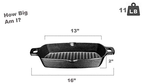 5 Square+Grill+Pre+seasoned+Grease+Handles