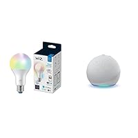 Alexa Smart Home Starter Kit|WiZ A21 Smart Color Bulb with Echo Dot (4th Gen) Glacier White| Full Color and Tunable White 100 Watt Equivalent LED Smart Bulb, No Hub Required