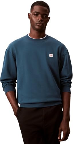 LS 350TERRY EU WHSL Badge CREWNE LV04RC273G Sweatshirts de Homem, Azul (Azul-Marinho, Azul-Azulado), M, Azul (Azul-Marinho e Verde-Azulado), M