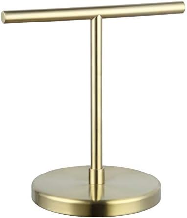 GERZWY Modern Hand Towel Holder Tree Rack Free Standing SUS 304 Stainless Steel Countertop Towel Ring, Brushed Pvd Zirconium Gold Finish DZY001-BZ