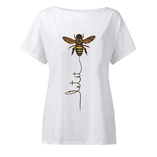 Women-Let-It-Bee-Shirt-Funny-Bee-Graphic-Tee-Off-The-Shoulder-Letter-Print-Casual-T-Shirt-Tops