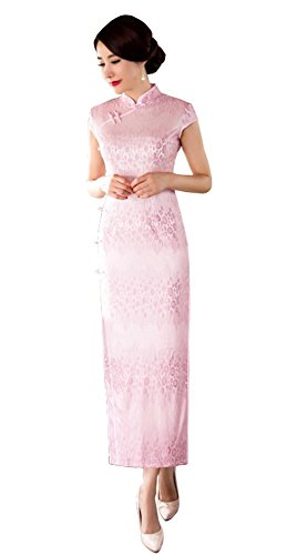 Angcoco Women's Cap Sleeve Lace Maxi Cheongsam Dress China Qipao