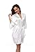 Vogue Bridal Womens Satin Robe Short Kimono, Bride Bridesmaid Robes with Silver Rhinestones, Wedding Party Bridal Robes- Bride White XL