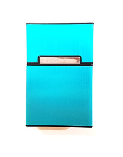 Keklle Brushed Aluminum Cigarette Case, Hard Box and Holder with Solid Magnetic Flip Top Closure (King Size) (Blue)