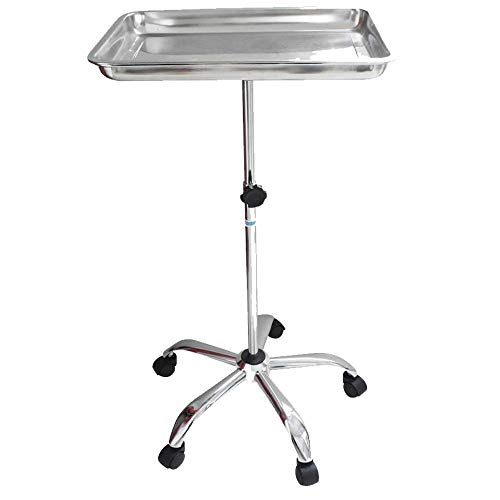 Konmee Mayo Instrument Stand with Mobile 5 Caster Base Mobile Medical Doctor Tattoo Spa Salon Service Instrument Procedure Trays with Lift Out Work Tray - Thumbnail 7