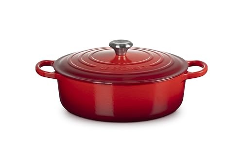 Le Creuset Signature Gourmet-Bräter aus Gusseisen, für alle Herdarten und Backöfen, 30 cm, 6,2 Liter, Kirschrot, 21179300602430