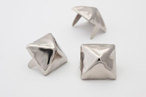 Large Pyramid Studs - Size 16 - Ideally Used for Denim and Leather Work - Classic Two-Prong Studs - Available in Silver Color - Pack of 100