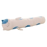 Nunubee Plush Cat Roll Bolster Pillows Pregnancy Pillows Neck Pillow for Home Bed Sofa Cushion 57.1X11.8 Inch White
