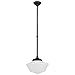 Design Classics Lighting 14 Inch Retro Farm Style Bronze Schoolhouse Pendant Light with Milk Frosted Glass