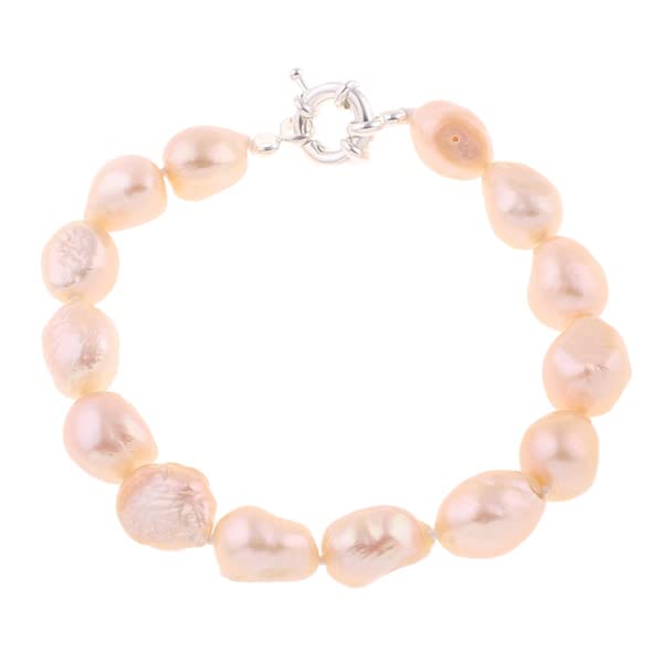 Treasure Bay Unique 9-10mm Natural Freshwater Pearl Bracelet, Womens Pearl Bracelet (Pink)