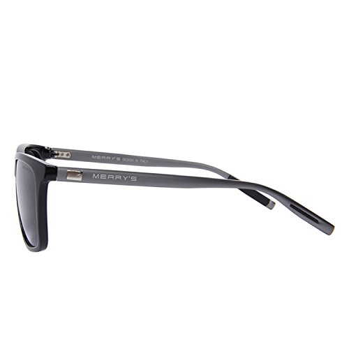 MERRY'S Unisex Polarized Aluminum Sunglasses Vintage Sun Glasses For Men/Women S8286 (Black, 56)