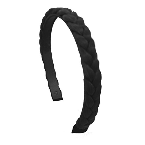 Black 1/2 Inch Plait Braided Hard Headband Hair Bands (Motique Accessories)