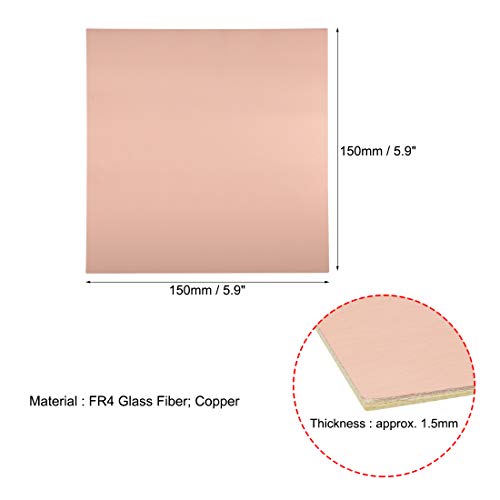 uxcell 150x150mm Single-Sided Copper Clad Laminate PCB Circuit Board FR4 1.5mm Thickness DIY Prototyping PCB Board