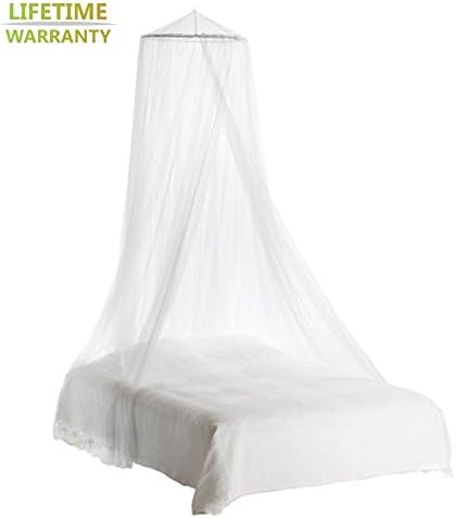 Aliglow Bed Canopy Mosquito Netting With Lace Dome, White