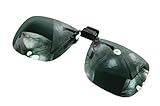 Polarized Black Metal Clip On Flip Up Grey / Gray Sunglass Lenses, Rectangle, 56mm Wide X 47mm High, 131mm Wide with Bridge