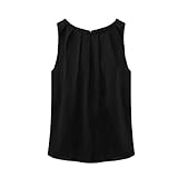 EFINNY Women Casual Sleeveless Vest Shirt Ruffle OL Lady Blouse Tank Top Black XL